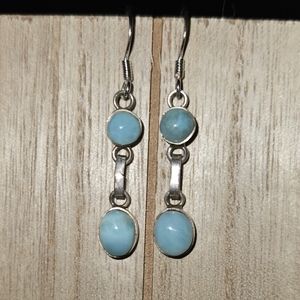 925 Sterling Silver Earrings Blue Stone Agate?